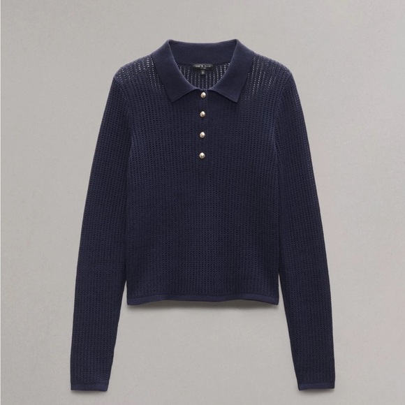 NWT - rag & bone Navy Long Sleeve Knit Top - Picture 3 of 13